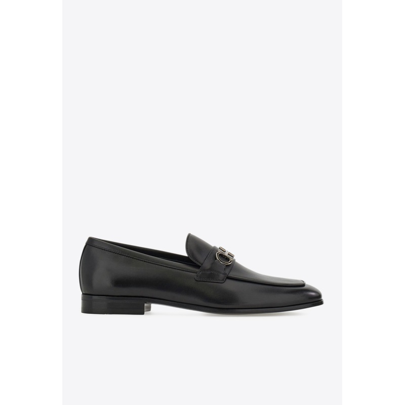 Balty Gancini Plaque Leather Loafers Black mshoesus_US 6