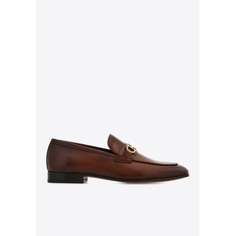 Balty Gancini Plaque Leather Loafers Brown mshoesus_US 6