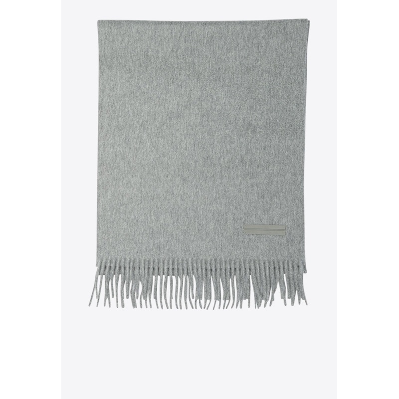 Cashmere Fringed Scarf Gray Onesize