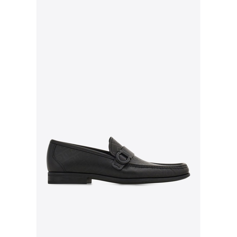 Caspian Monogram Leather Loafers Black mshoesus_US 6