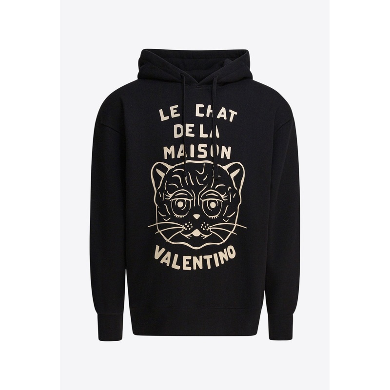 Chat De La Maison Patch Drawstring Hoodie Black mrtwstd_S