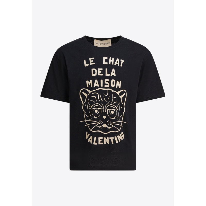 Chat De La Maison Print T-shirt Black mrtwstd_XS
