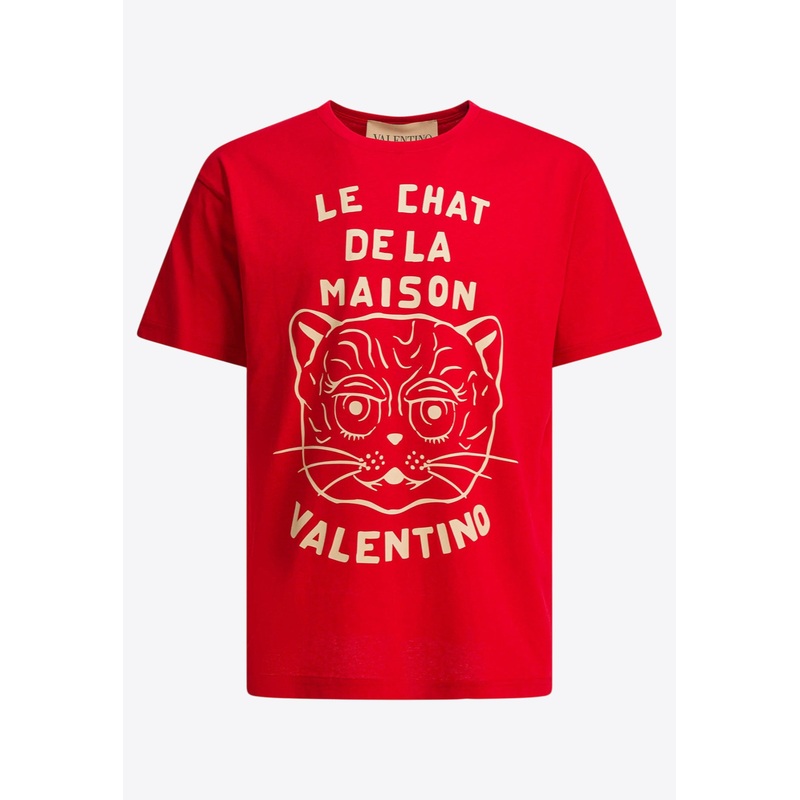 Chat De La Maison Print T-shirt Red mrtwstd_S