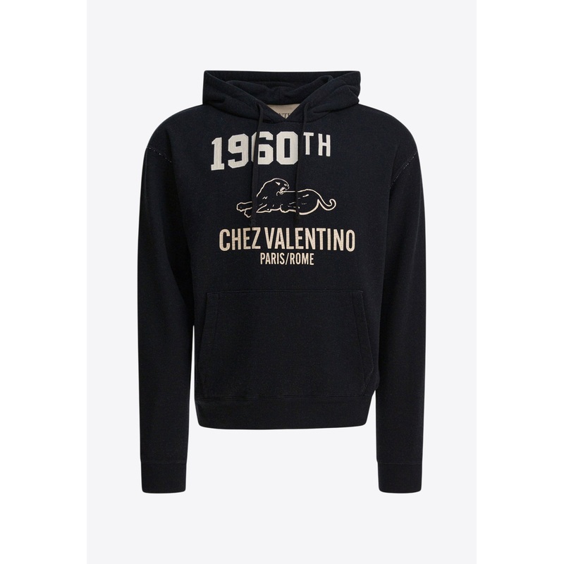 Chez Logo Print Drawstring Hoodie Black mrtwstd_M
