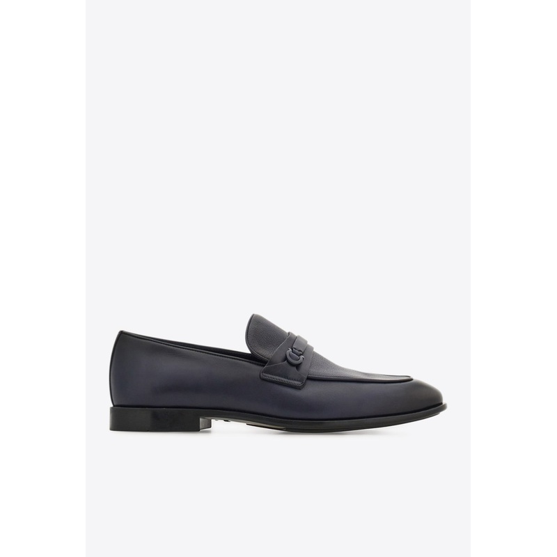 Desio Gancini Leather Loafers Navy mshoesus_US 6