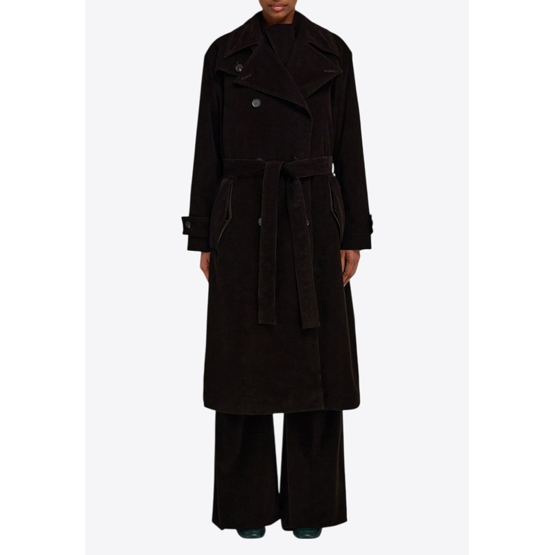 Double-Breasted Corduroy Trench Coat Dark Brown wrtwit_IT 40