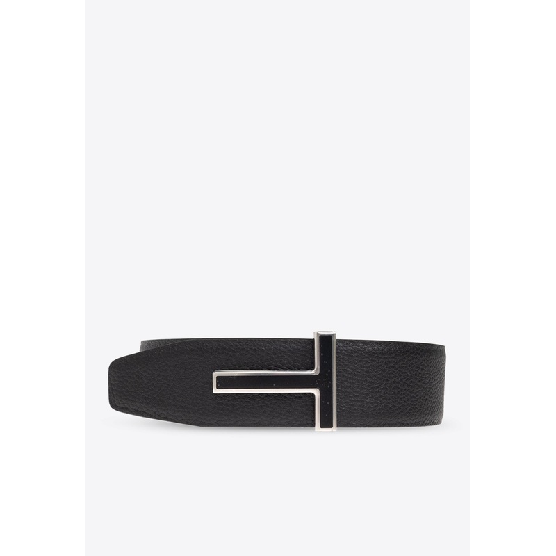 Double-Sided Leather Belt Black 85