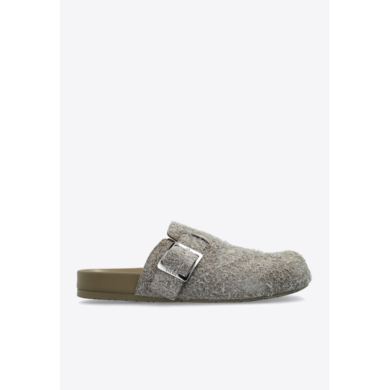 Ease Buckle Brushed Suede Mules Khaki mshoeseu_EU 40