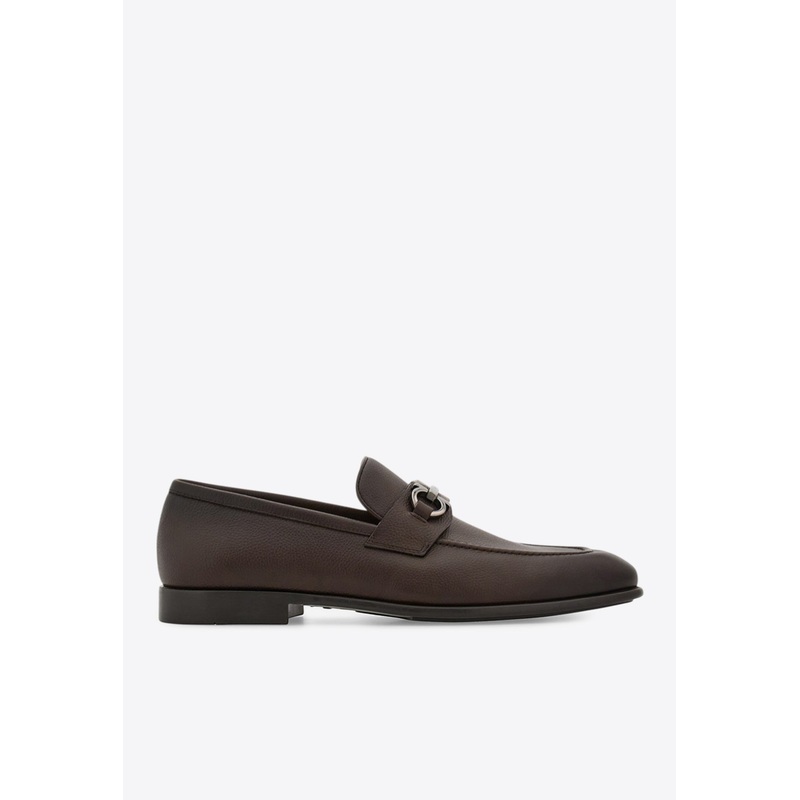 Foster Gancini Ornament Leather Loafers Dark Brown mshoesus_US 6