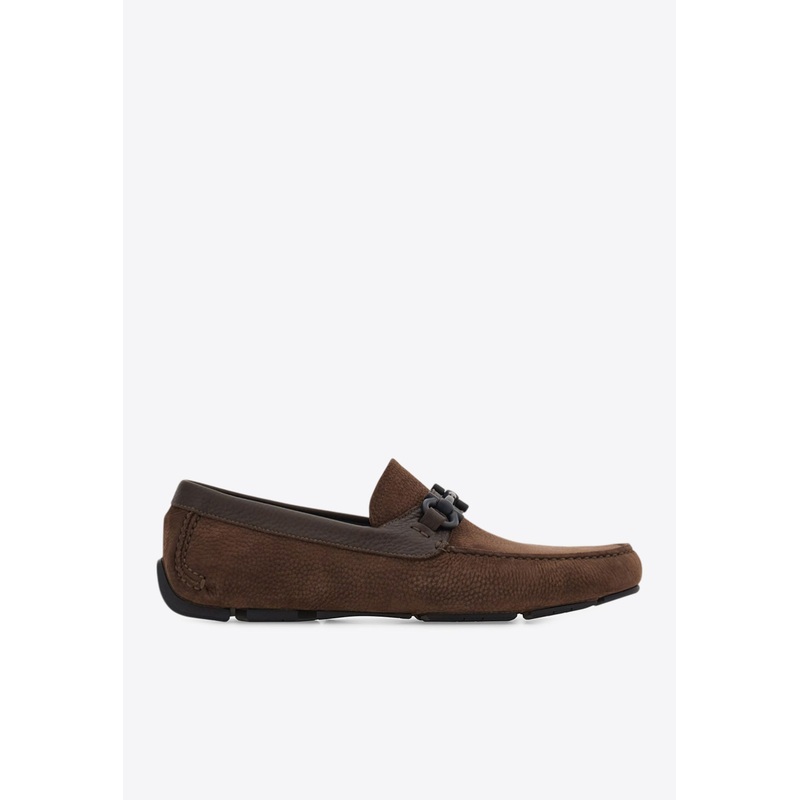 Parigi Nubuck Leather Gancini Loafers Brown mshoesus_US 6