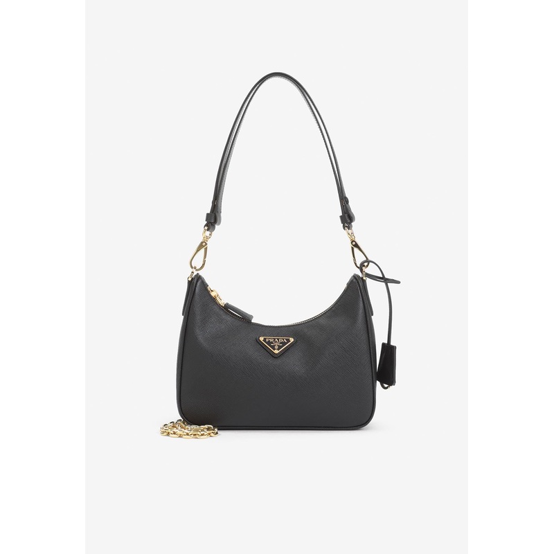 Saffiano Leather Re-Edition Shoulder Bag Black Onesize