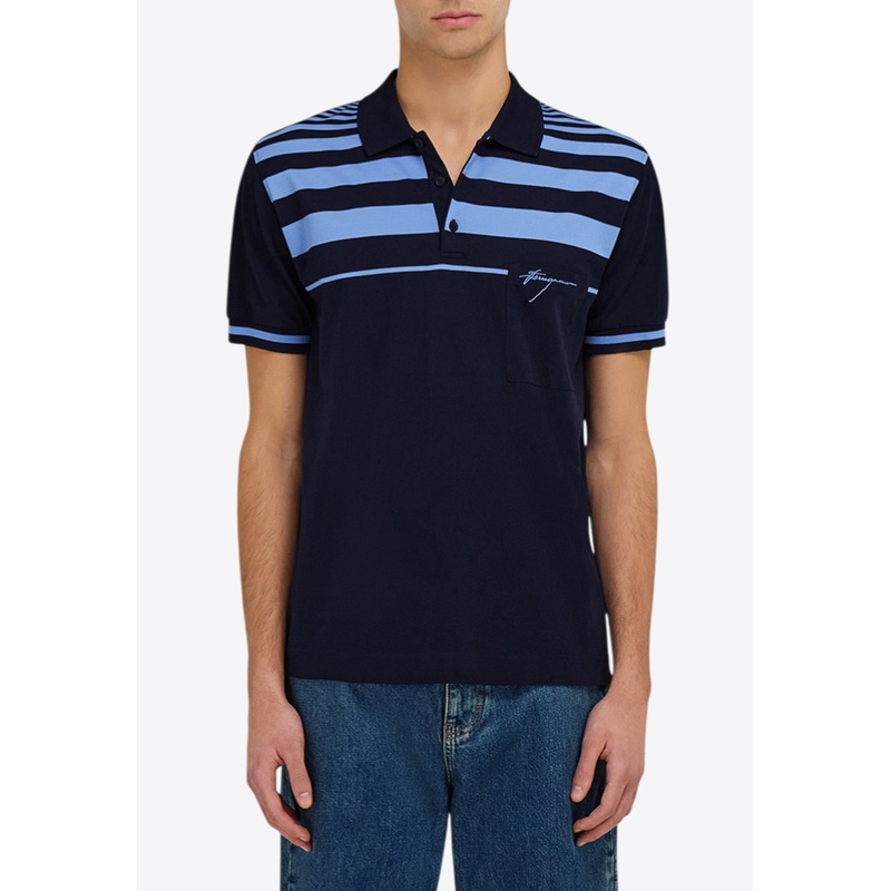 Striped Logo Polo T-shirt Blue mrtwstd_S