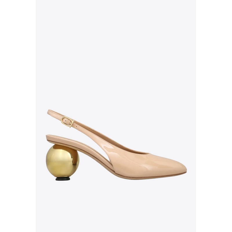 Tessie 70 Spherical Heel Leather Slingback Pumps Beige wshoesus_US 6