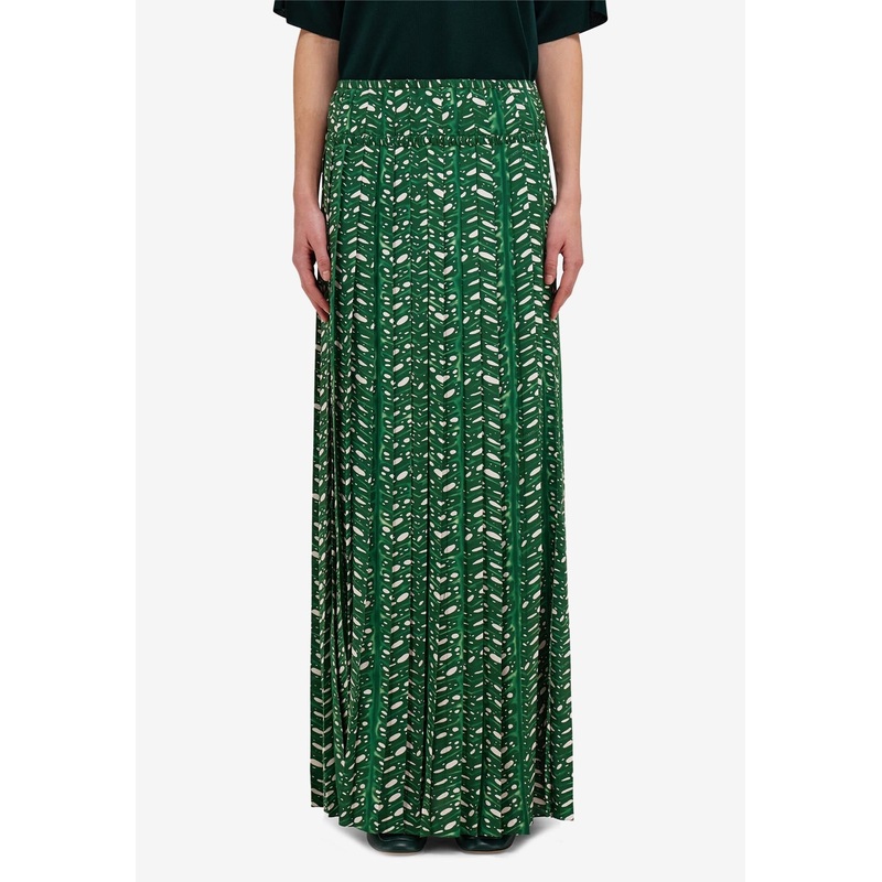 Tropical Forest Pleated Maxi Skirt Green wrtwit_IT 40