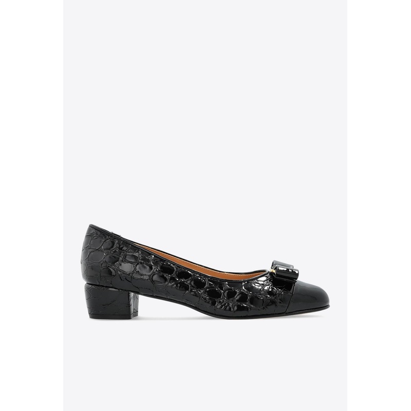 Vara 35 Croc-Embossed Leather Pumps Black wshoesus_US 6