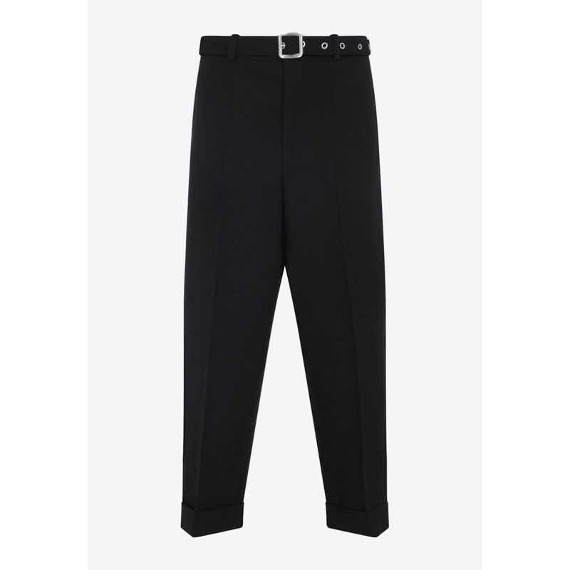 Wool Canvas Belted Trousers Black mrtwit_IT 48