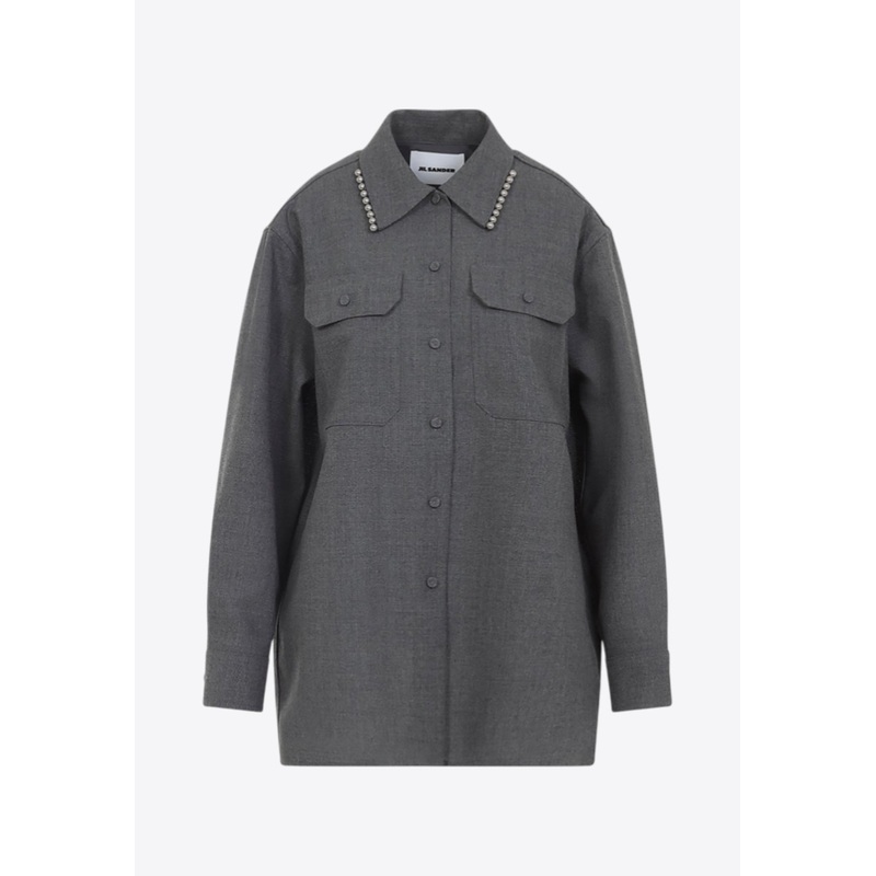 Wool Canvas Shirt Grey wrtwit_IT 34