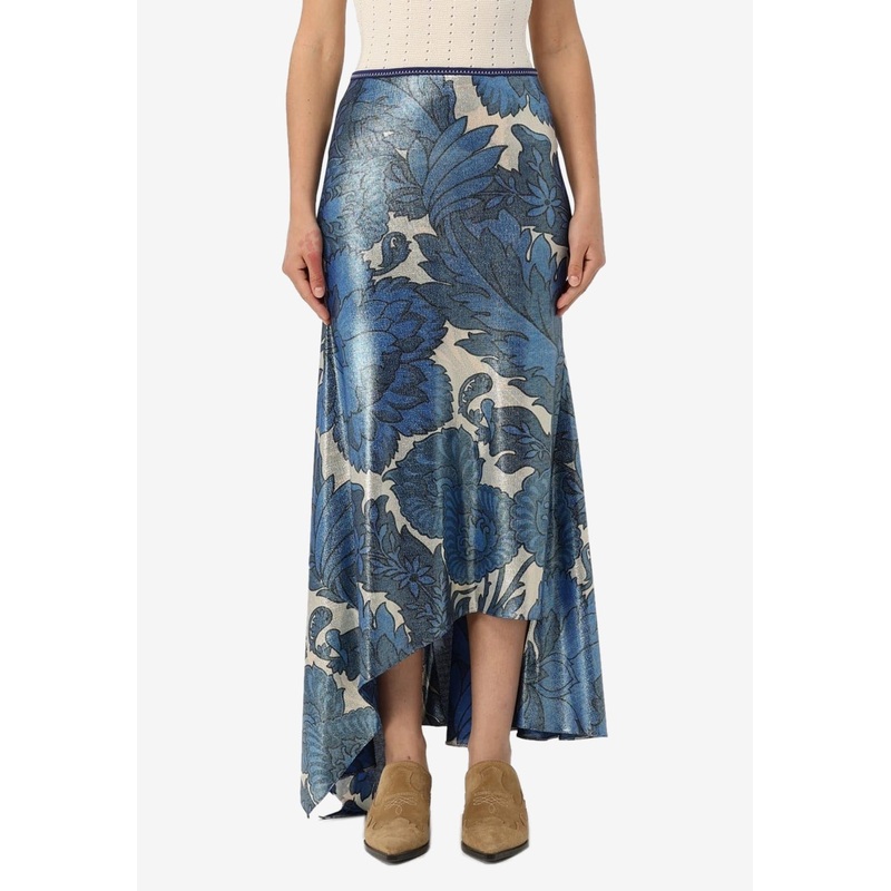 Asymmetric Floral Maxi Skirt Multicolor wrtwit_IT 46