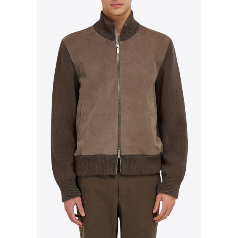 Bomber Jacket with Leather Insert Brown mrtwstd_S