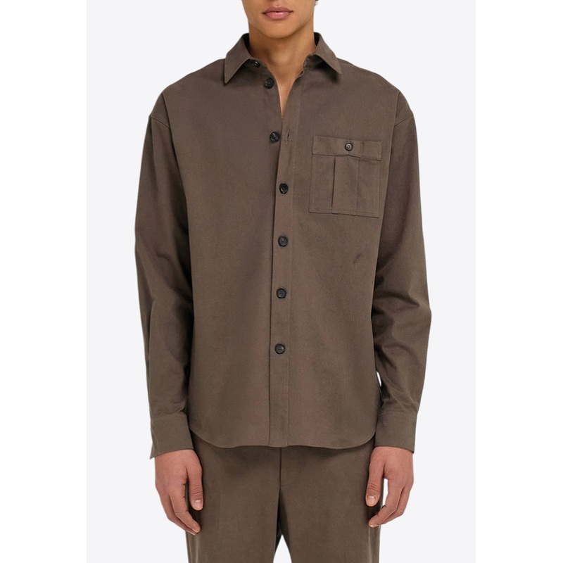 Oversized Button-Up Shirt Brown mrtwstd_S
