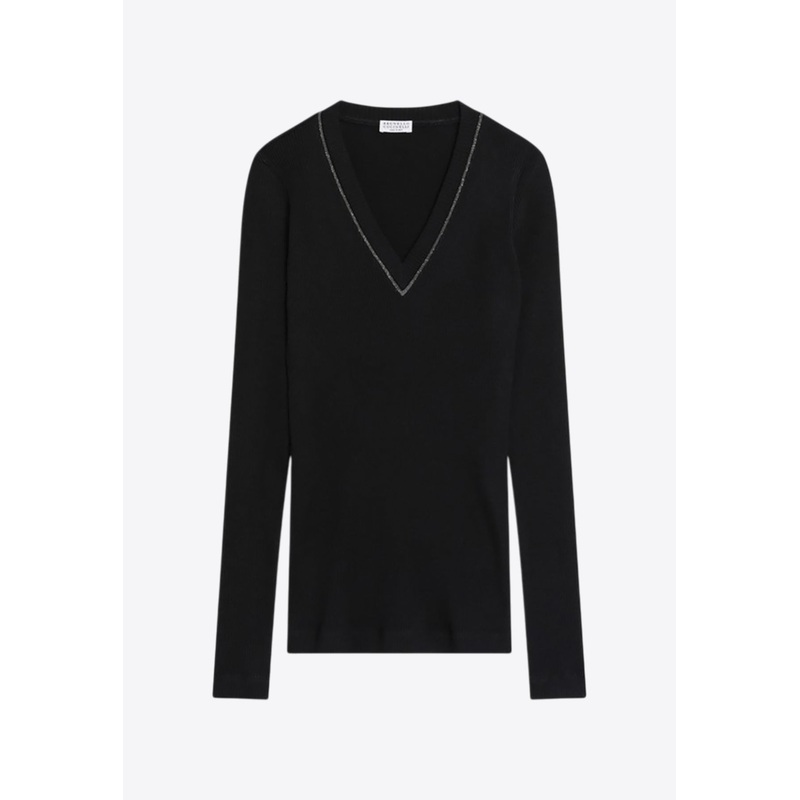 V-neck Wool Sweater Blue wrtwstd_M
