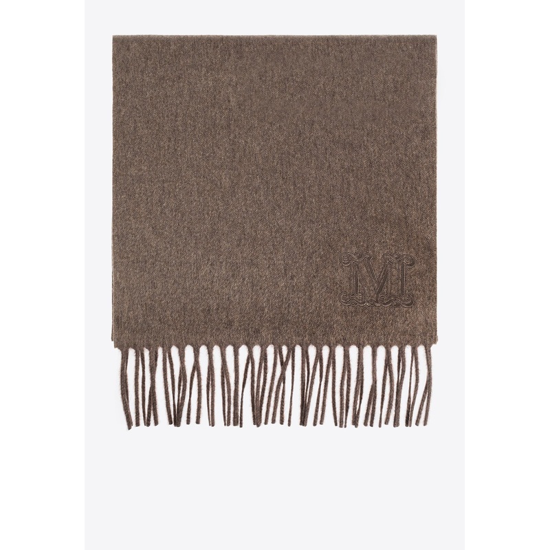 Wsdalia Monogram Embroidered Cashmere Scarf Brown Onesize