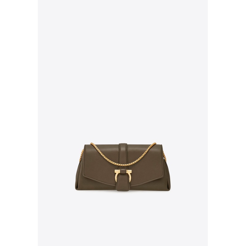 XS Front-Flap Leather Crossbody Bag Brown Onesize