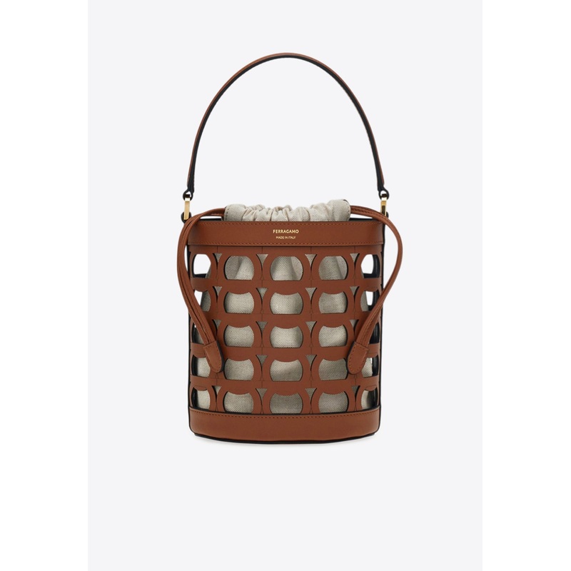 XS Gancini Cut-Outs Bucket Bag Cognac Onesize