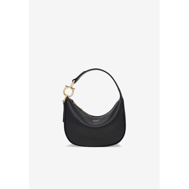 XS Grained Leather Hobo Bag Black Onesize