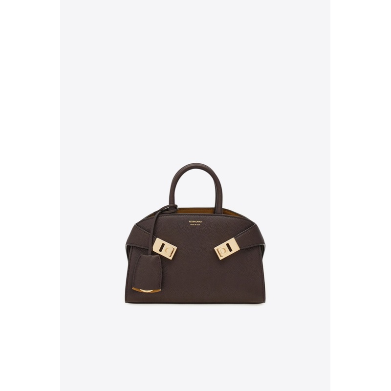 XS Hug Hammered Leather Top Handle Bag Brown Onesize