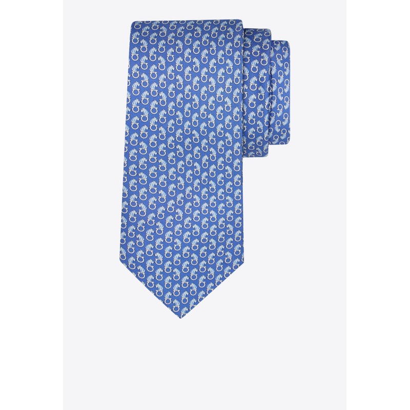 All-Over Feline Print Silk Tie Light Blue Onesize