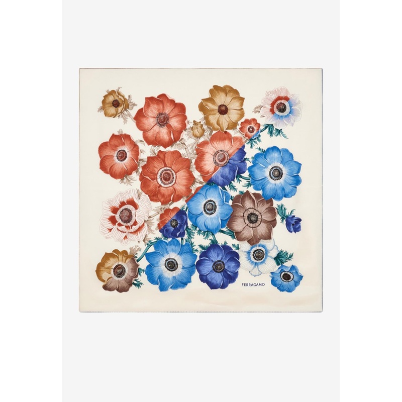 Anemone Print Silk Scarf Multicolor Onesize