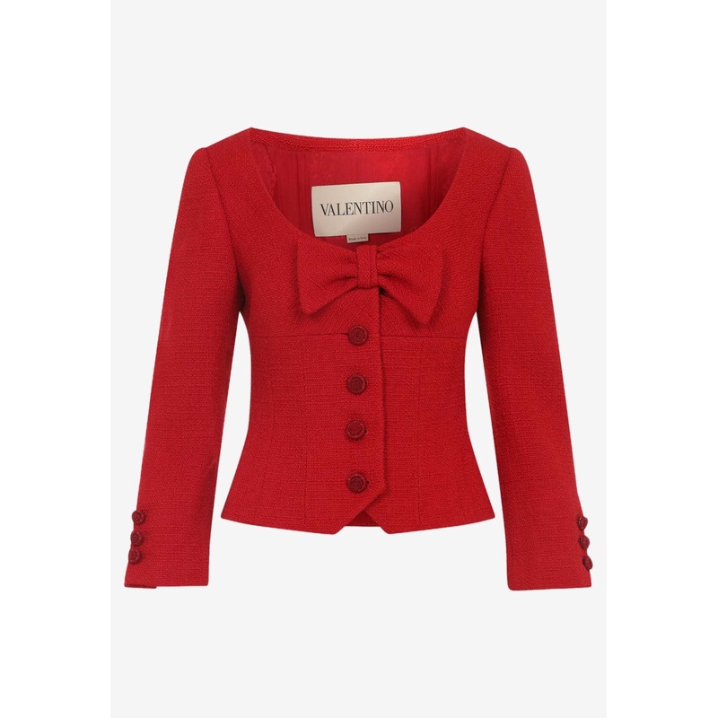 Bow-Embellished Tailored Jacket Red wrtwit_IT 40