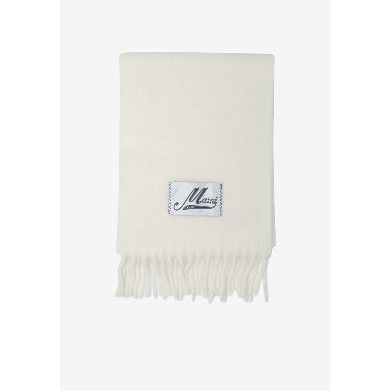 Brand Logo Wool Scarf White Onesize