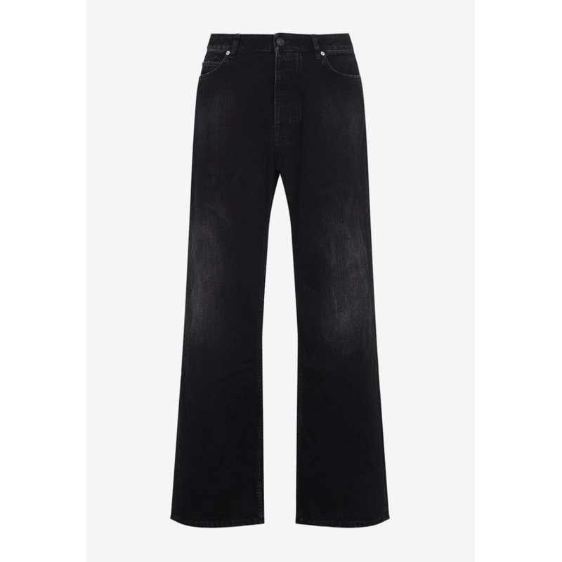 Distressed Straight-Leg Jeans Black mrtwbottoms_31