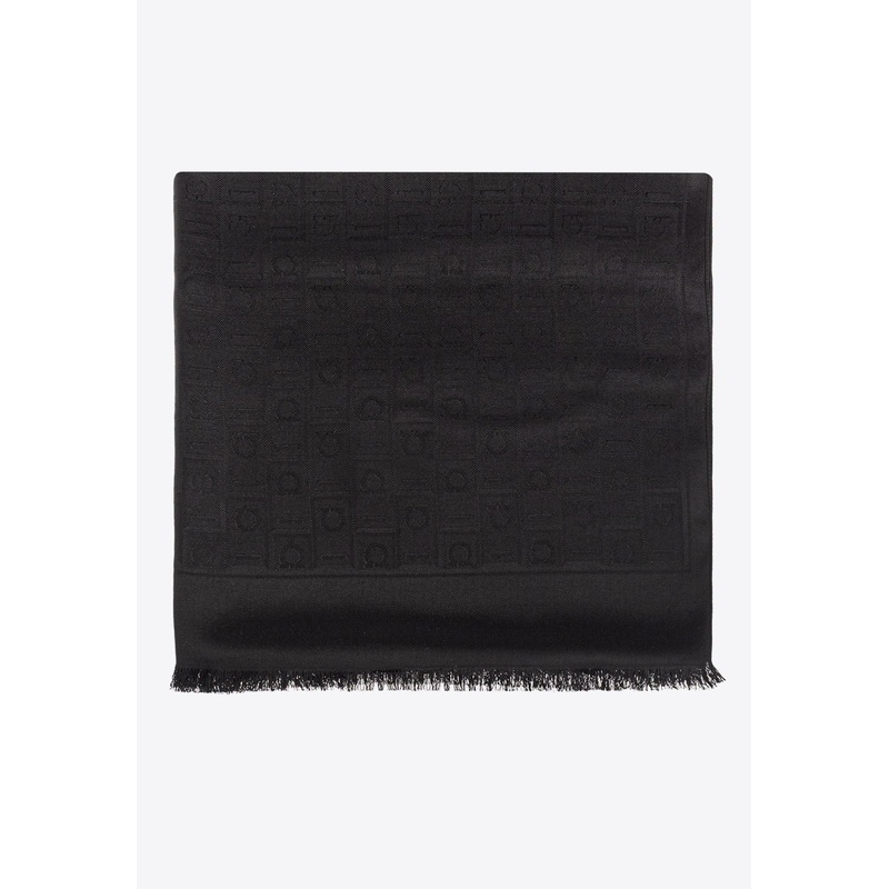 Monogram Fringe Scarf Black Onesize