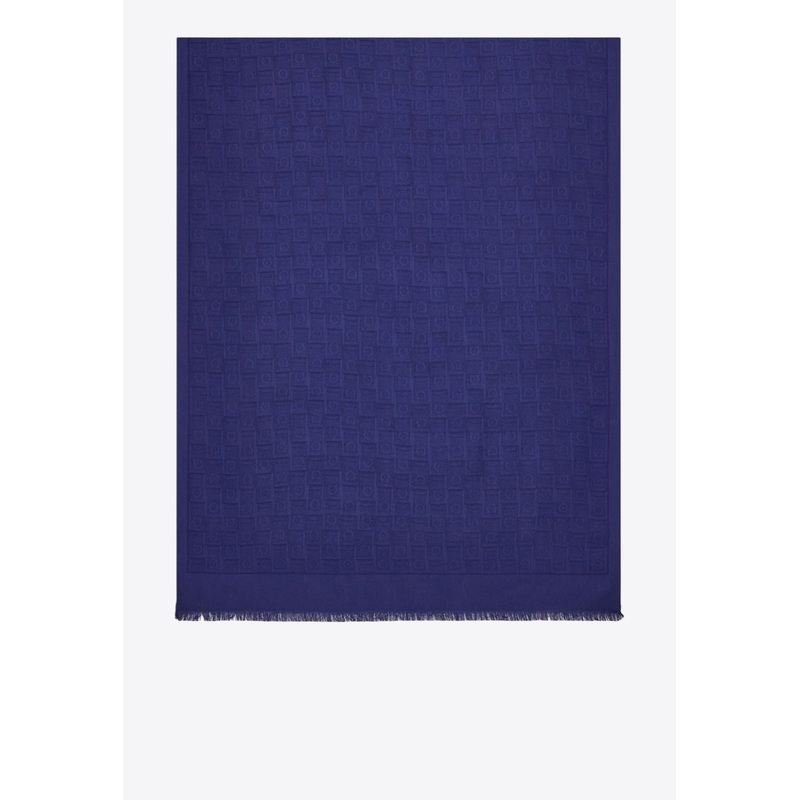 Monogram Fringe Scarf Blue Onesize