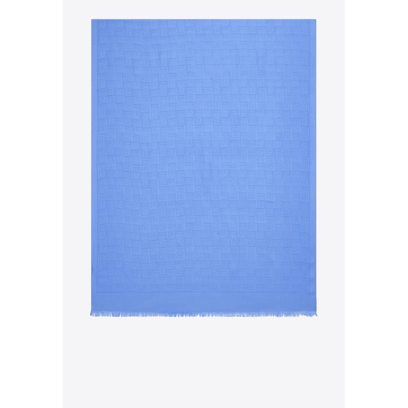 Monogram Fringed Scarf Light Blue Onesize