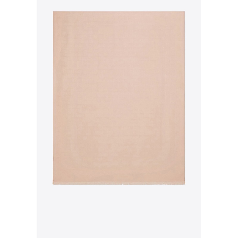 Monogram Fringed Scarf Pink Onesize