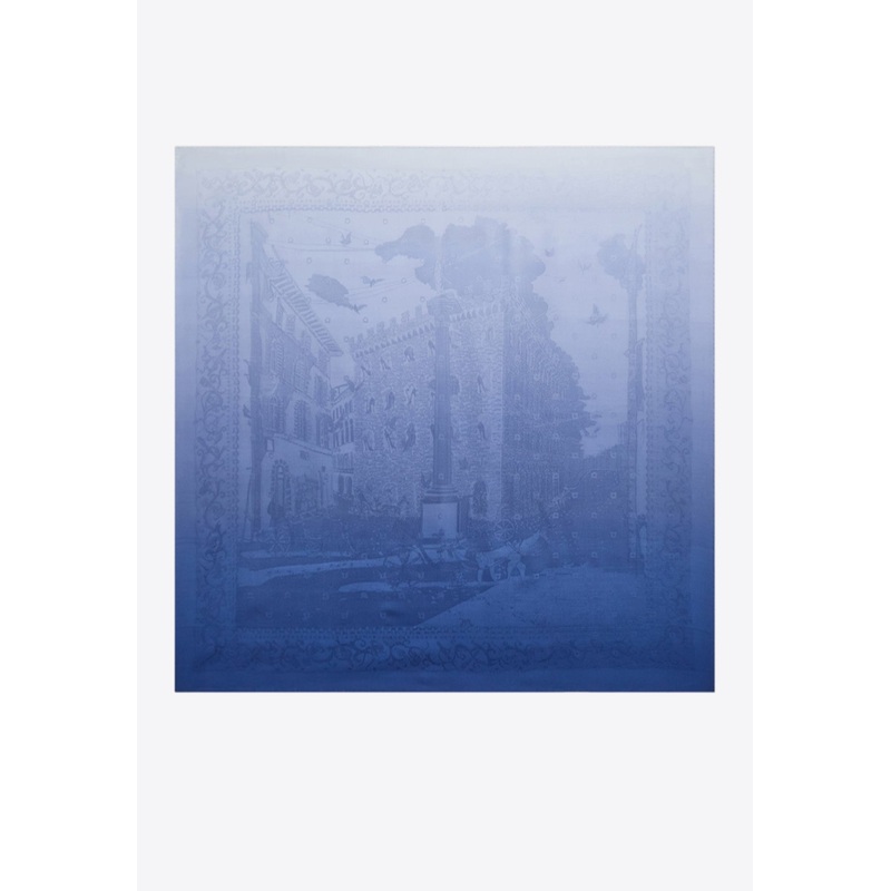 Palazzo Silk Jacquard Degrade Scarf Blue Onesize