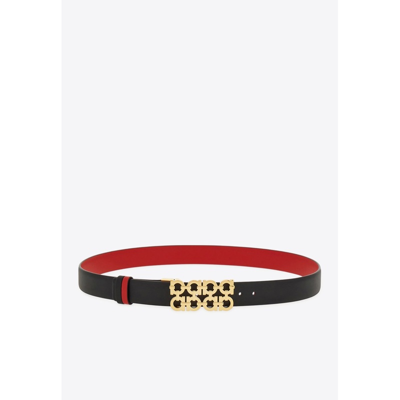 Woven Gancini Reversible Leather Belt Black 90