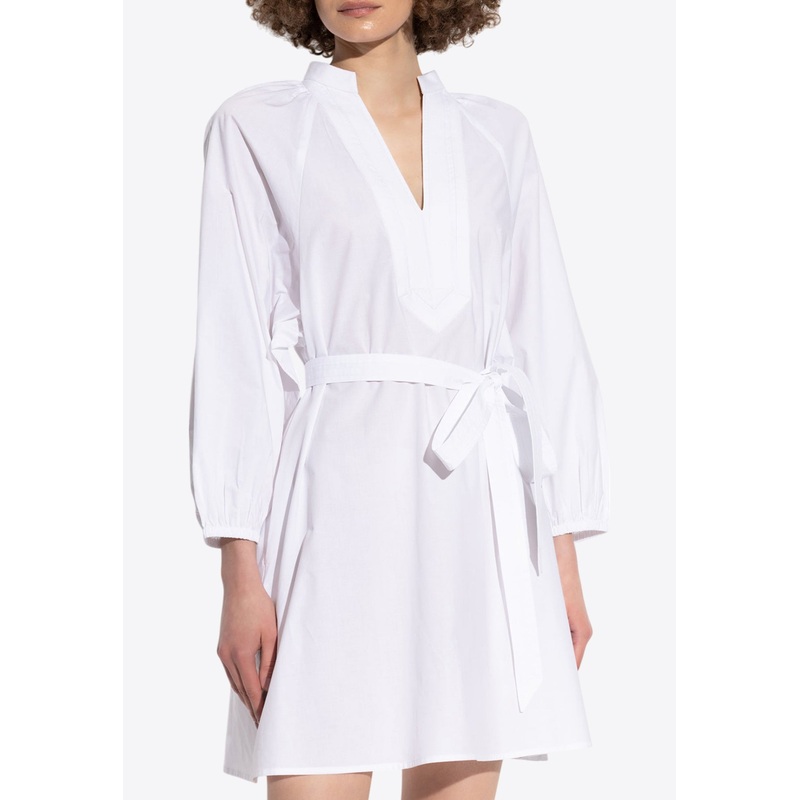 Balloon-Sleeved Tunic Dress White wrtwstd_XS
