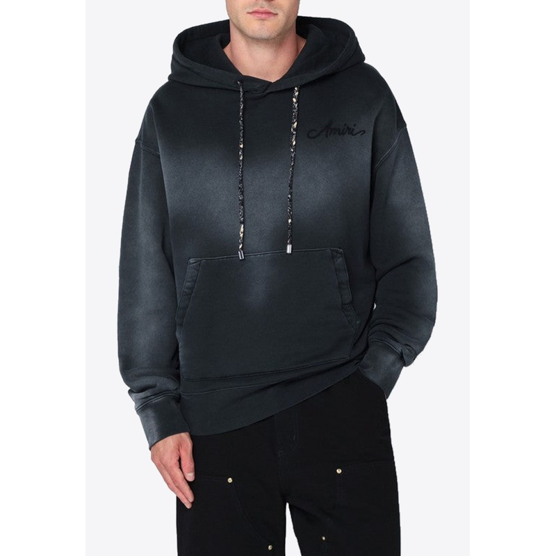 Bleached Bandana Faded Hooded Sweatshirt Black mrtwstd_S