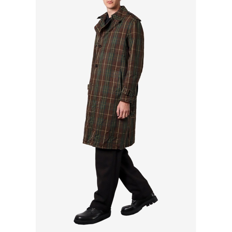 Double-Breasted Check Trench Coat Multicolor mrtwit_IT 48