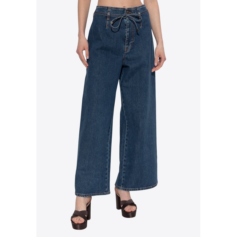 Embroidered Pegaso Flared Jeans Navy wrtwbottoms_25