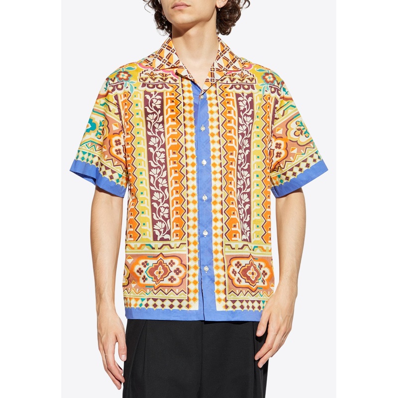 Printed Silk Bowling Shirt Multicolor mrtwstd_S