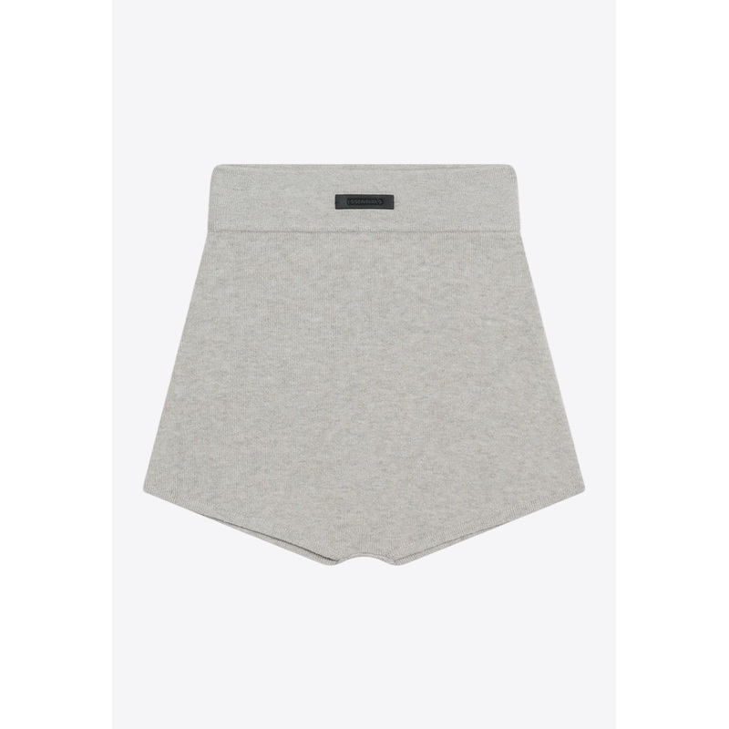 Ribbed Mini Shorts with Logo-Patch Gray wrtwstd_XS