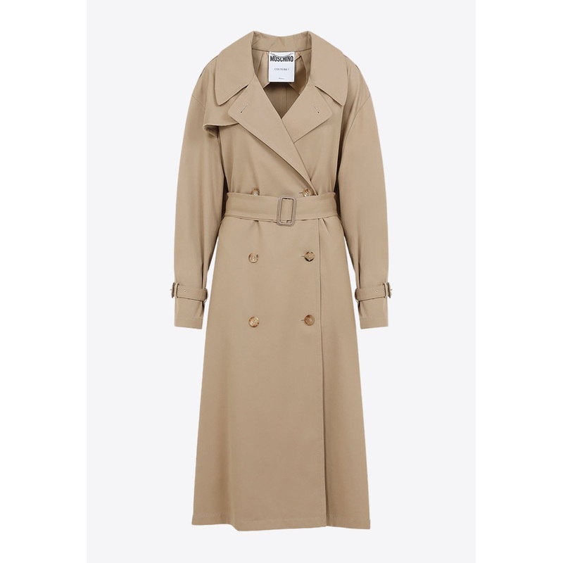 Double-Breasted Trench Coat Beige wrtwit_IT 36