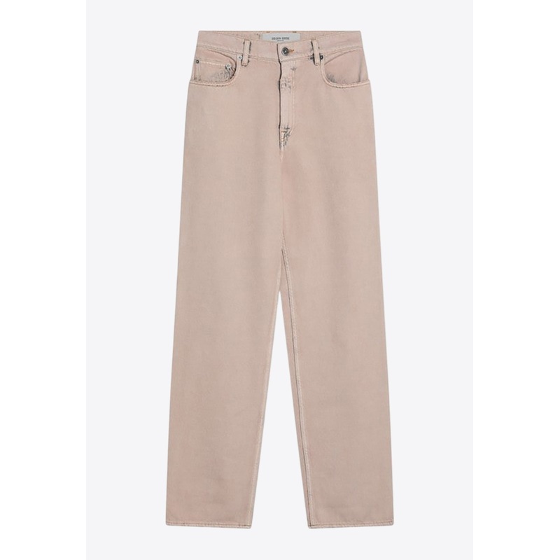 Double Star Logo Dyed-Effect Denim Pants Pink wrtwbottoms_25