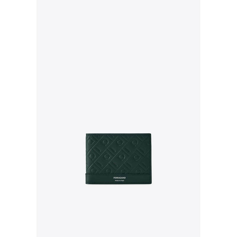 Embossed Monogram Leather Bi-Fold Wallet Moss Onesize